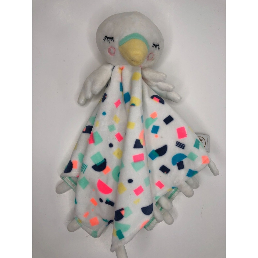 Oh Joy! Bird Baby Security Blanket Lovey One Size White Neon Geometric Confetti - Picture 3 of 5